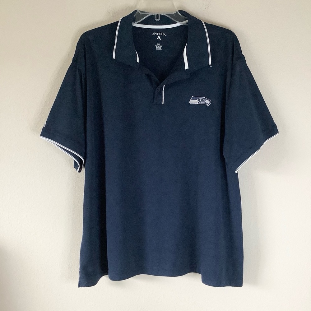 SEATTLE SEAHAWKS Polo Shirt Men's 3XL NFL Football Short Sleeve Golf Resort Navy